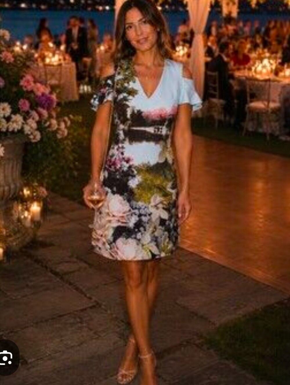 Ted Baker Emerry Cold Shoulder Pond Scene Floral Mini Dress Size 0